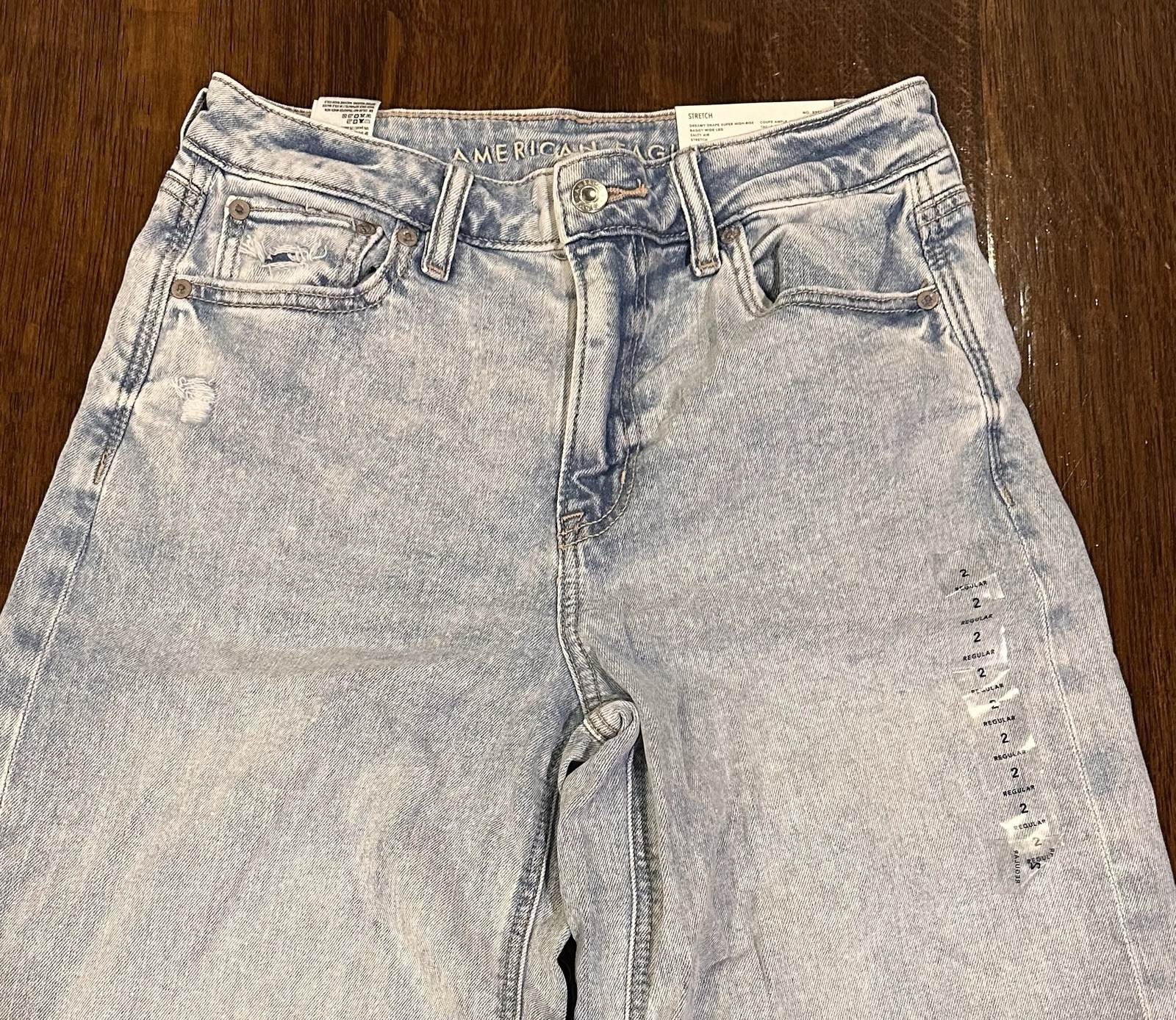 American Eagle Dreamy Drape Super High Rise Baggy Wide Leg Jeans Size 2 26W New