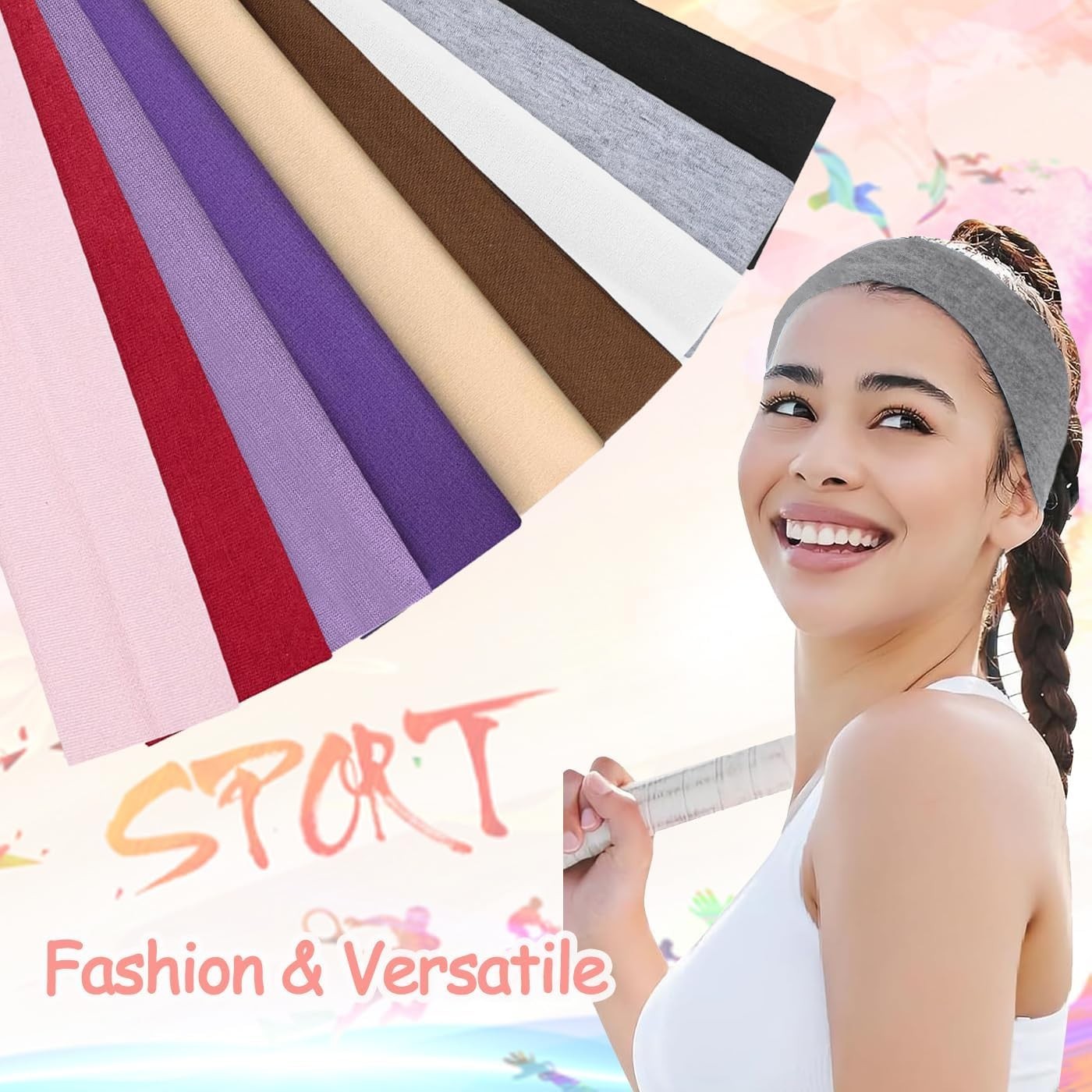 Headbands for Women Non Slip, 9Pcs Soft Elastic Hair Bands for Women’s Hair