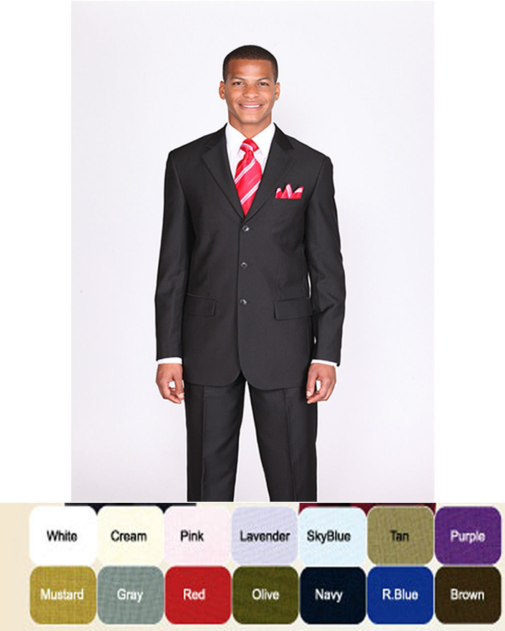 New Men’s Basic Suit Single Breasted 3 Button 14 Unique Colors Size 38R~60L