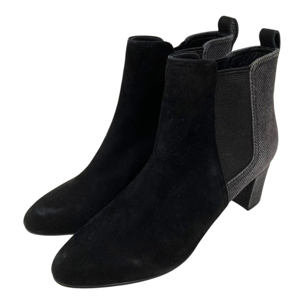 REGAL Side Gore Short Boots 9.3″” Black Gray Women USED