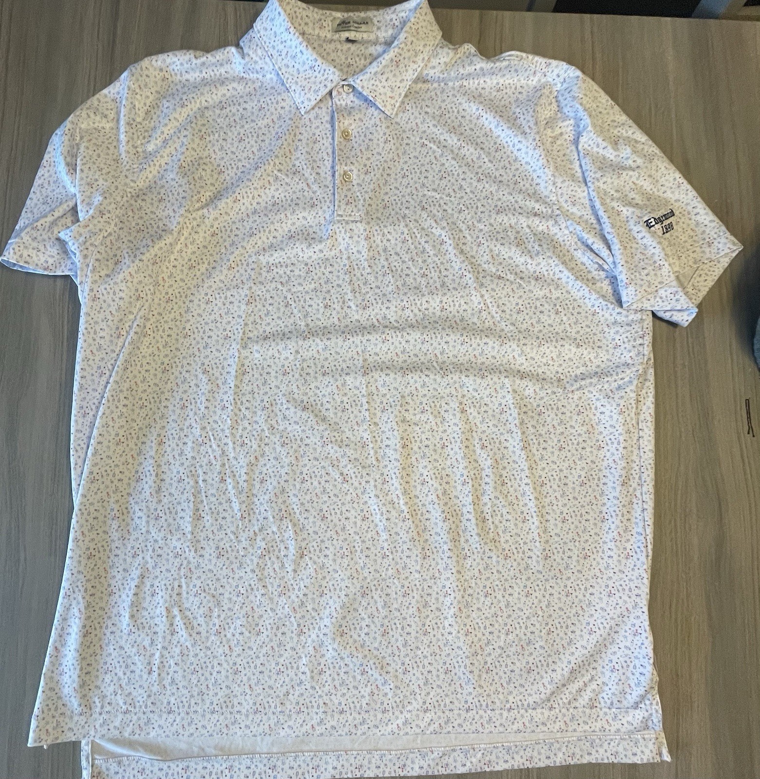 XXL Peter Millar “Summer Comfort” Performance Golf Polo –Patriotic Bar Theme
