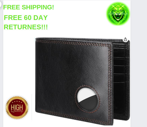MEN WALLET COMPATIBLE WITH AirTag GENUINE LEATHER BIFOLD AND CREDIT CARD HOLDER