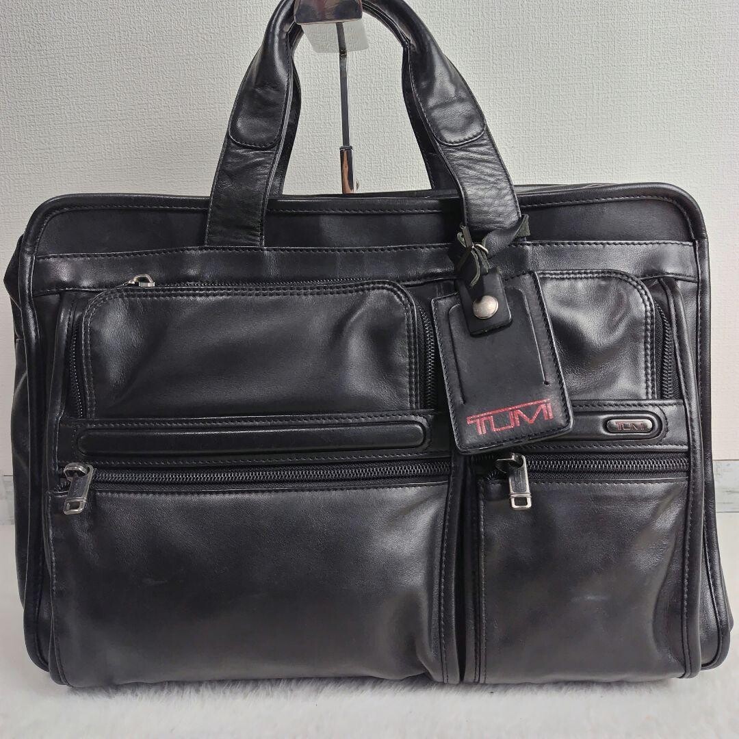 TUMI Alpha 96141D4 Black Leather Briefcase 2 Way Computer Bag Expandable A4 PC