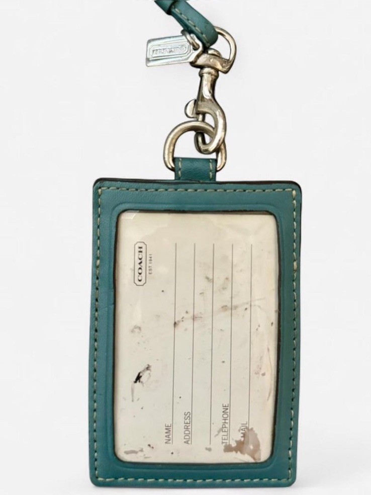 Coach Signature Canvas/Leather ID & Document Holder Lanyard Brown/Blue Logo