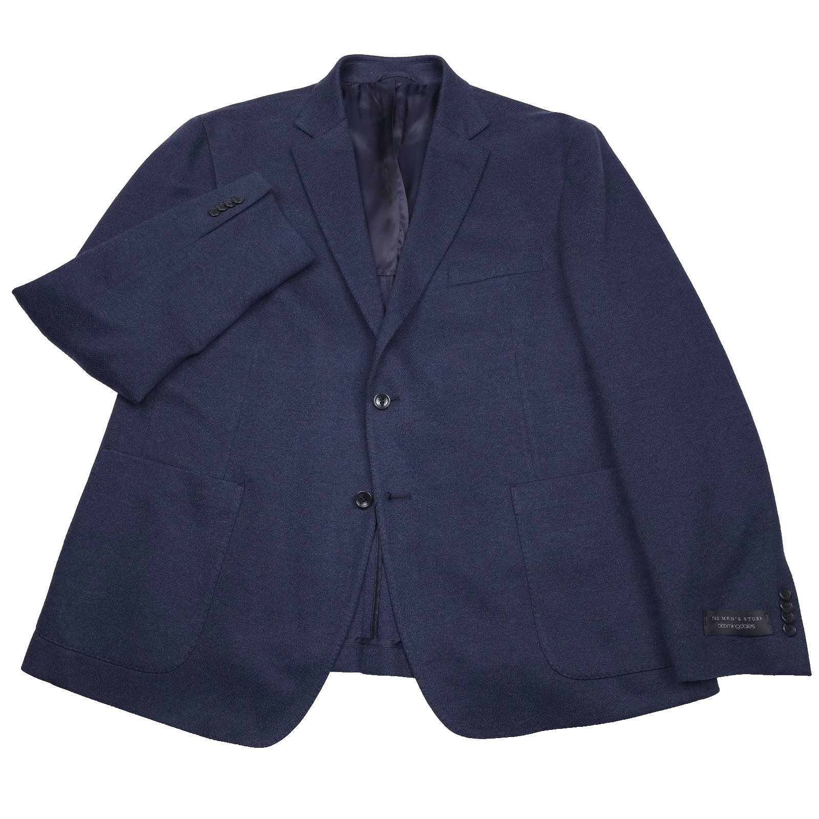 Bloomingdales Unstructured Jersey Sport Coat Mens 46R Blue Linen Blazer Jacket