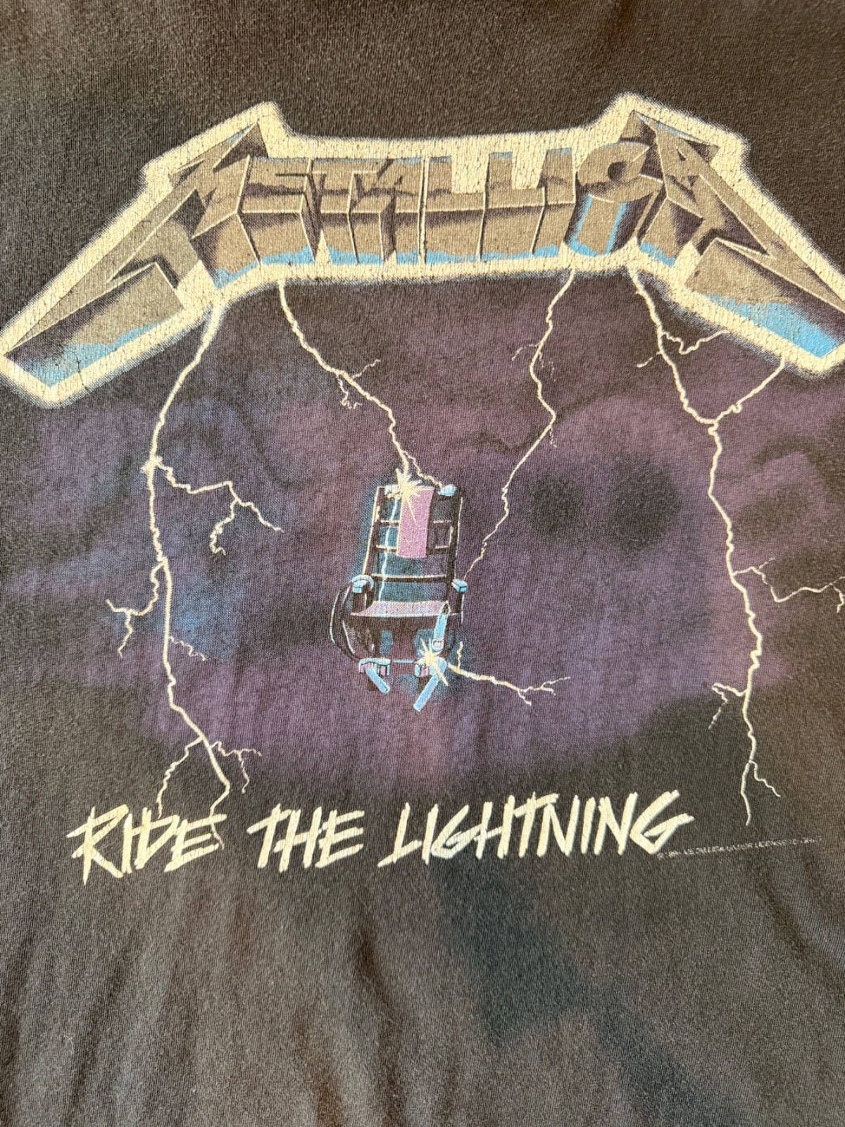 Metallica Ride the Lightning Vintage Tee Shirt – XL – Giant Glow in the Dark