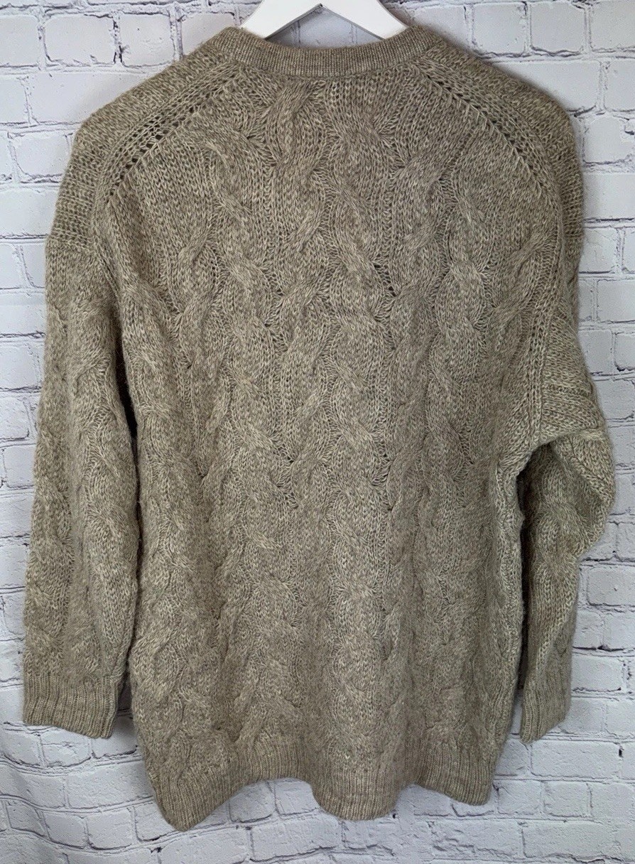 THEORY Women’s Alpaca Soft Cable Knit Cardigan Sweater Beige Size Small