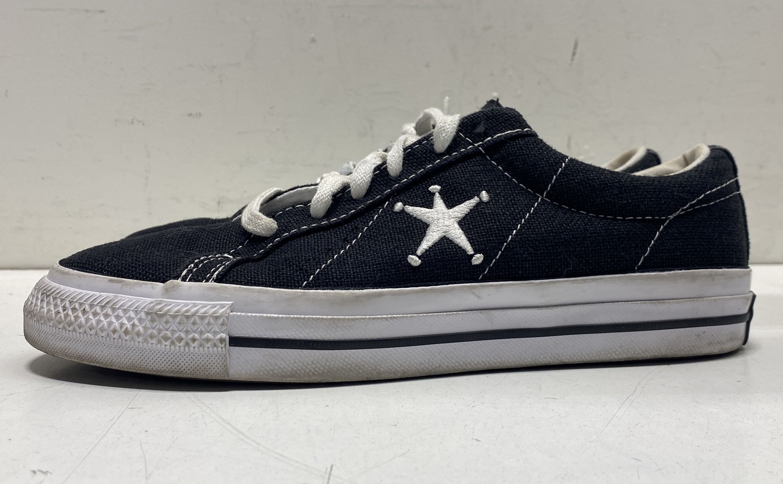 Converse x Stussy One Star Ox Black White Hemp Sneakers Men 6.5 Women 8