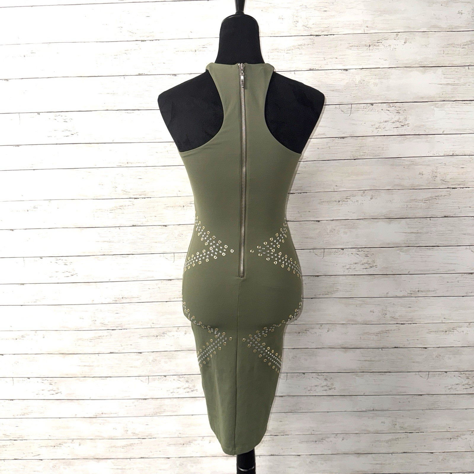 Bebe Studded Bodycon Midi Dress