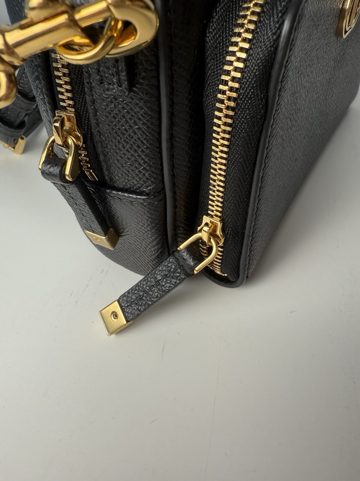 CHRISTIAN DIOR Grained Calfskin Caro Double Pouch Black