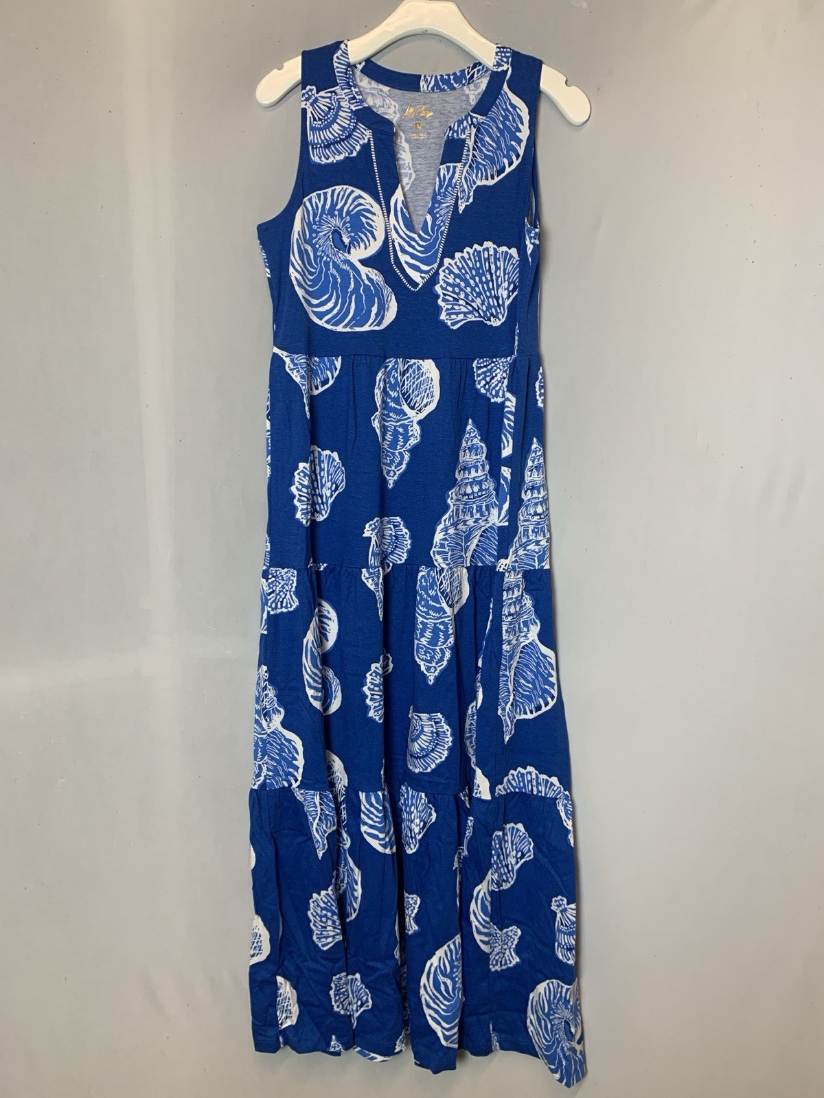 Lilly Pulitzer Dress Small Blue Shells Maxi Sydnee Shell of a Good Time