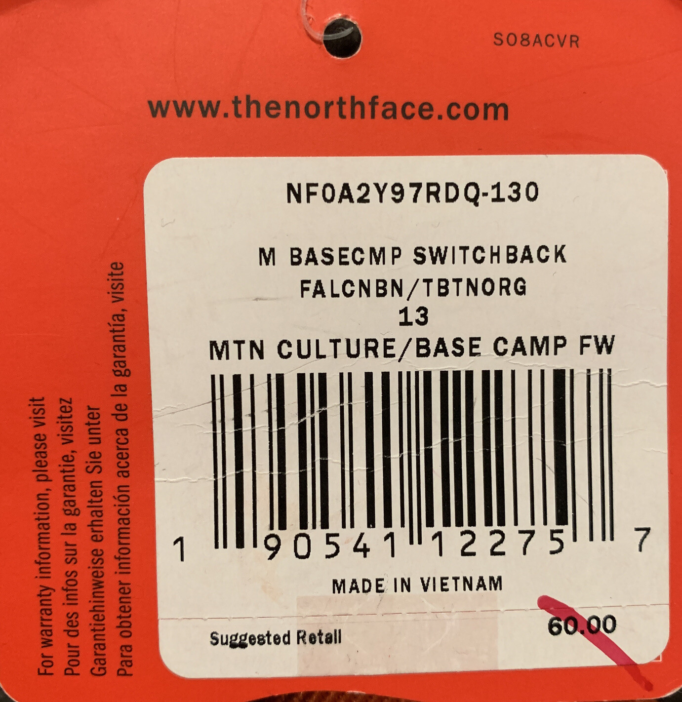 North Face Men’s Orange Switchback Basecamp Sandals Sz 13 US Sport Hiking New
