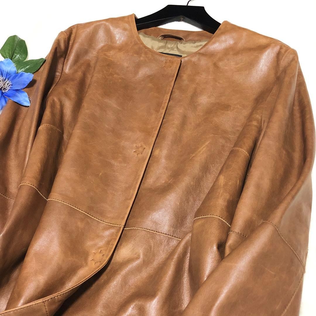 MAX MARA Womens Melting Lamb Leather Jacket Brown Coat Limited Edition Rare