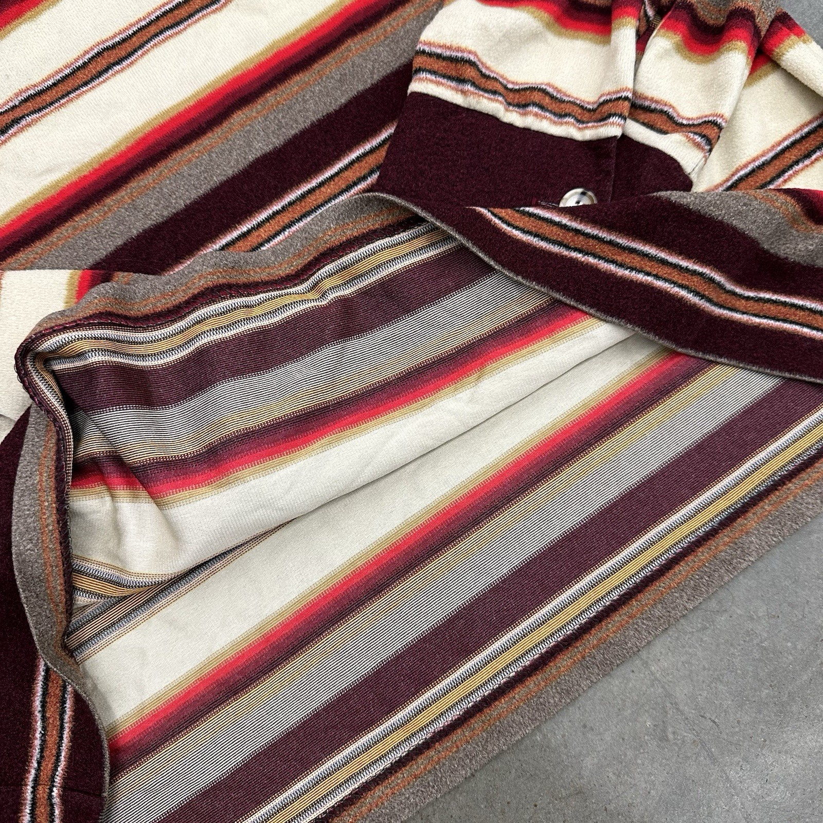 Vintage 70s JCPenney Mod Large Striped Long Sleeve Polo Shirt Acetate Polyester