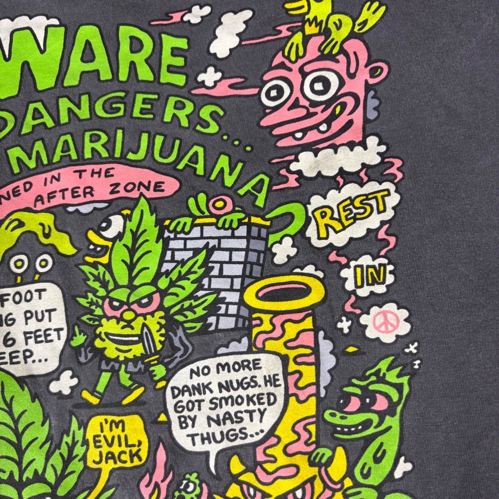 Killer Acid T Shirt Mens Large Gray Dangers of Marijuana Graphic Stoner Tee Weed