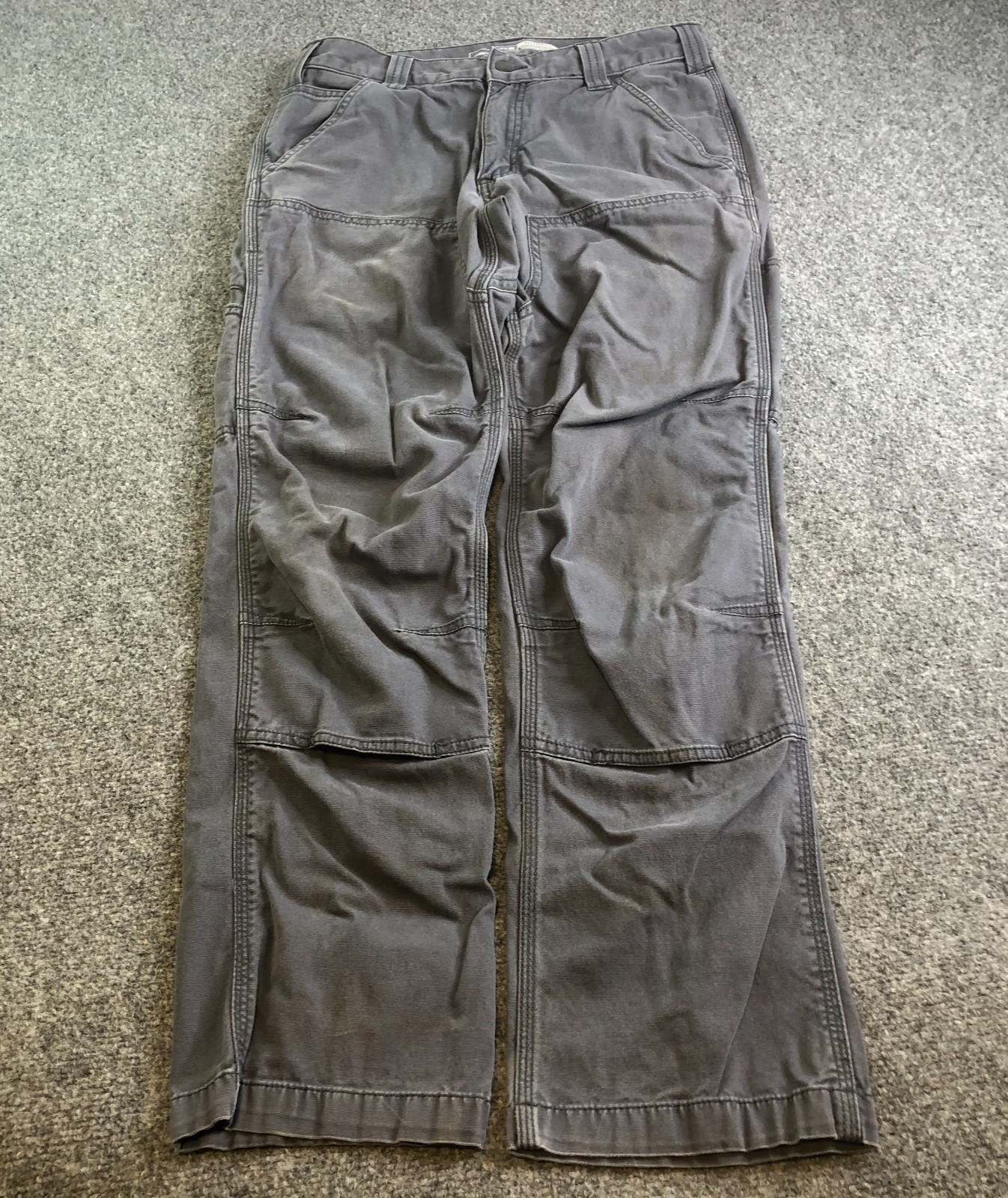 Carhartt Double Knee Pants Mens 30×30 Blue Distressed Relaxed Flex Grunge Baggy