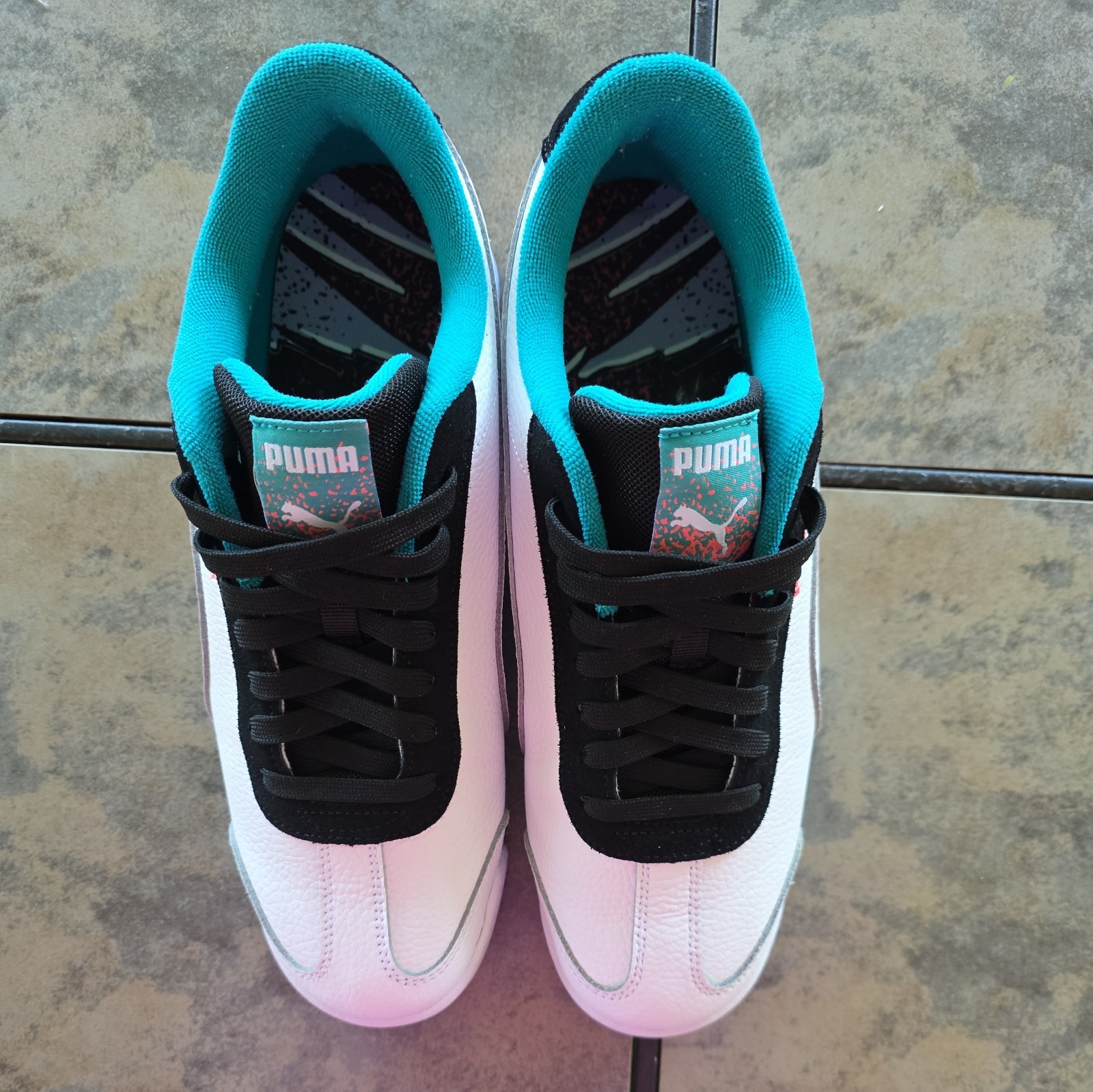 Size 11M Puma Roma Low White/Black/Teal 389056-01 No Box!!!