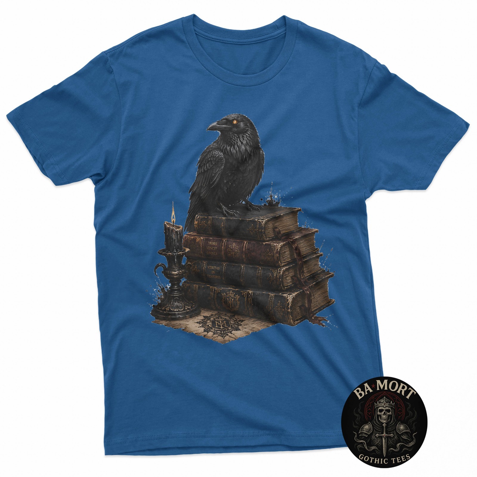 Gothic Raven On Antique Books Dark Academia Occult T-Shirt