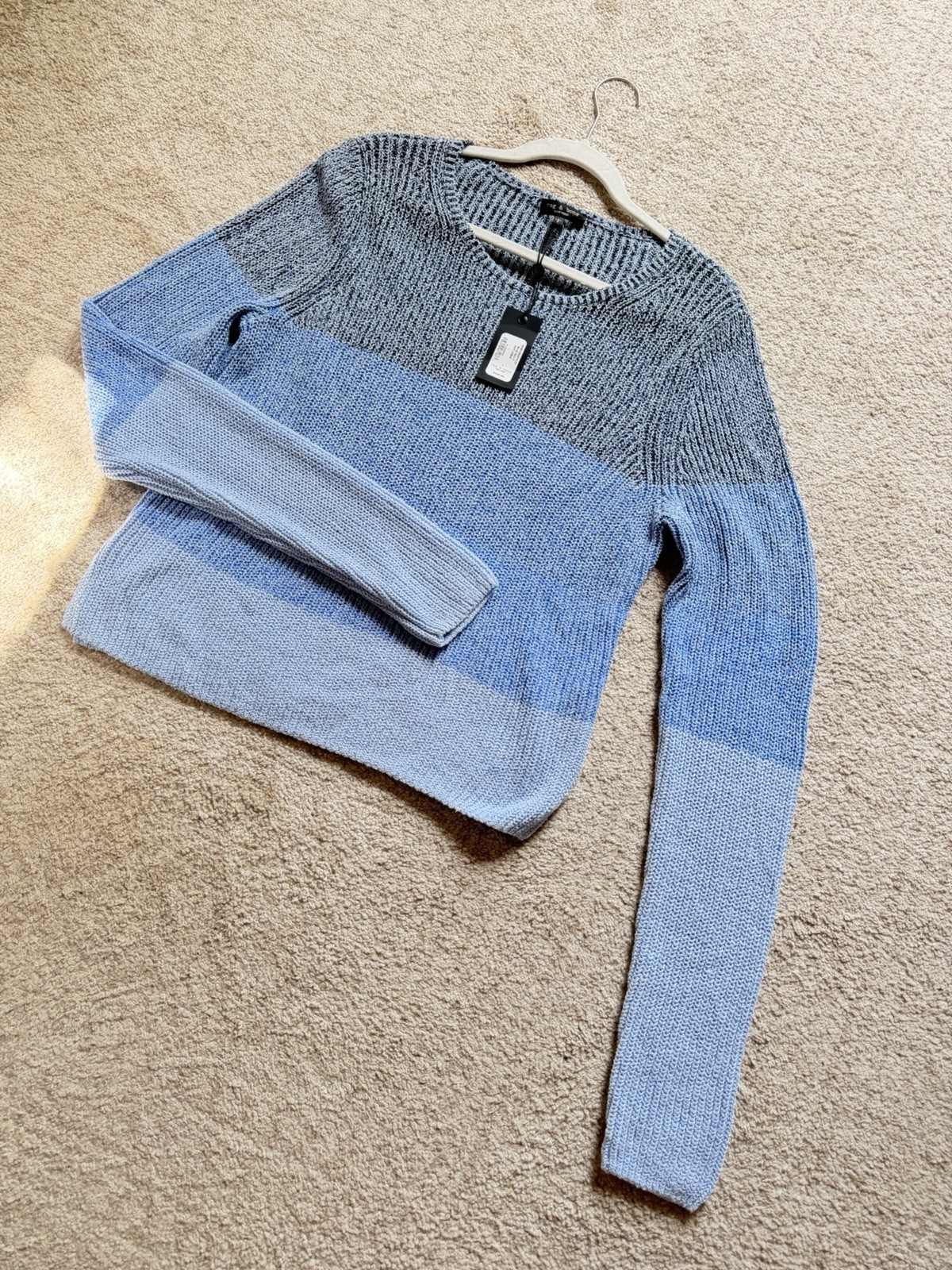 rag & bone Women’s Blue/Gray Colorblock Crew Neck Pullover Sweater L