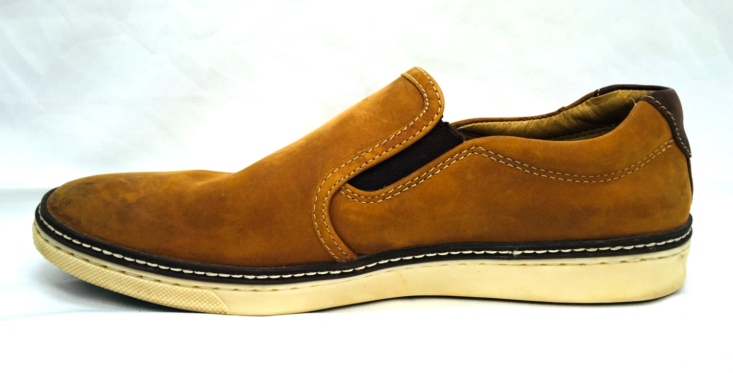 J&M Johnston Murphy McGuffey Lt Tan Slip-On Loafers Suede Nubuck Shoes Mens 10M
