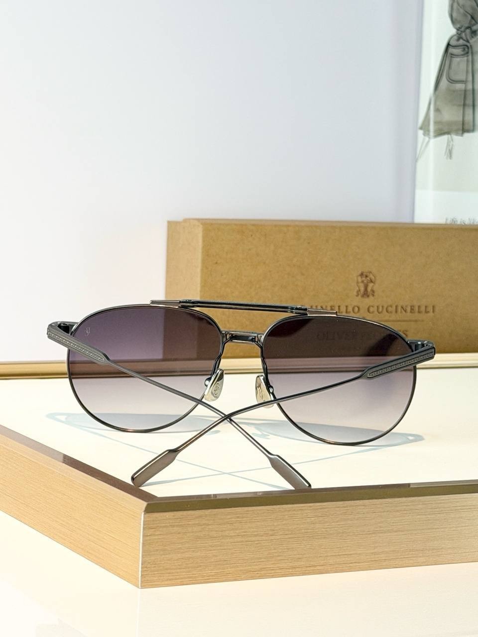 Brunello Cucinelli Oliver Peoples BC2010ST Aviator Sunglasses Gray Gradient