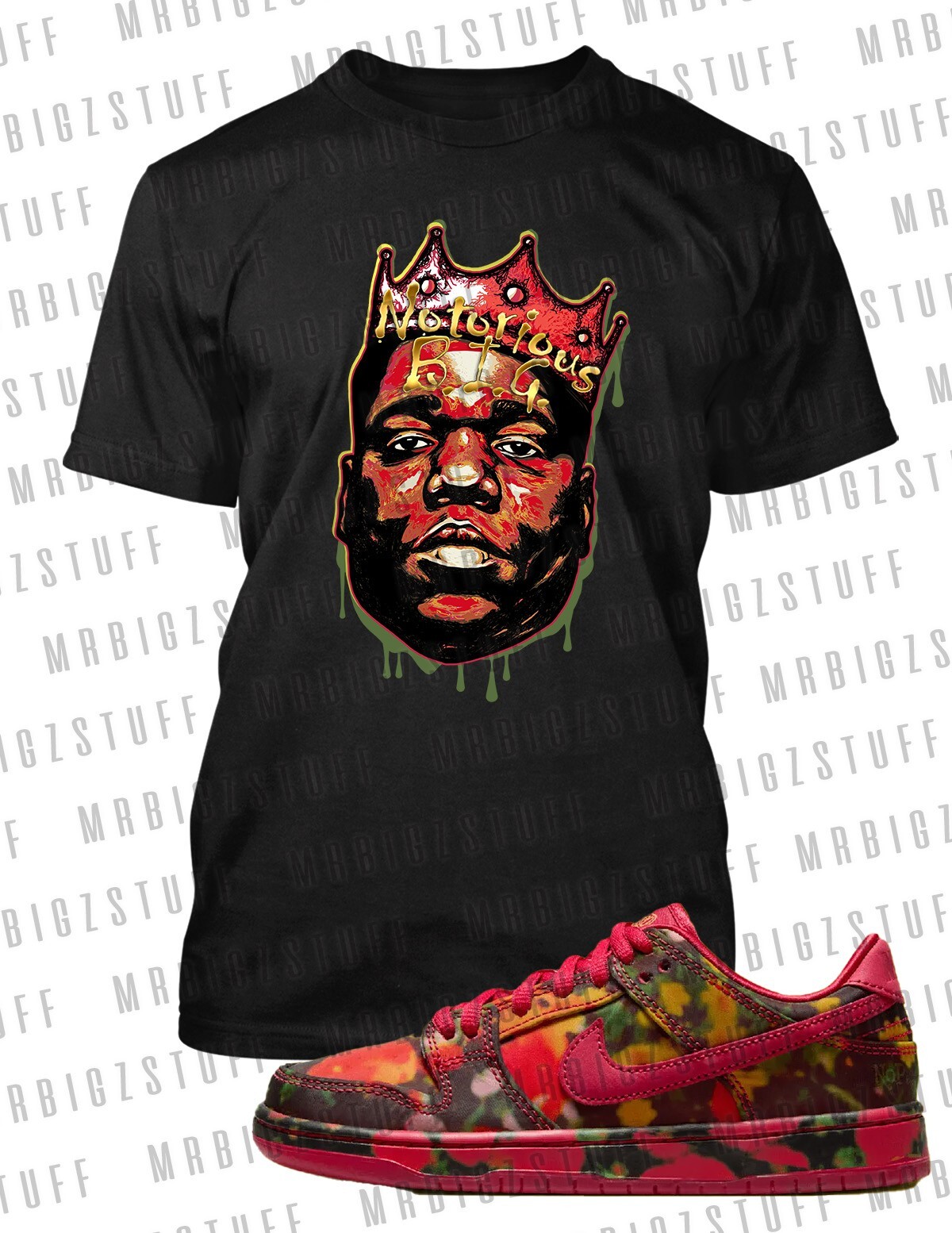 Biggie Big & Tall Streetwear T Greystone 8XL Tee Complements Dunks Wizard of OZ