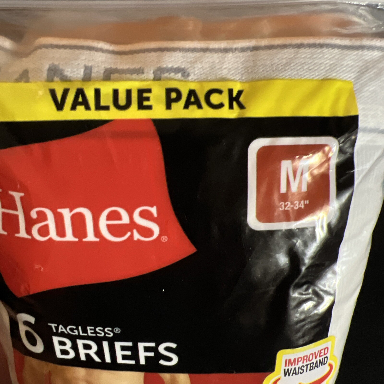 Hanes Tagless Briefs 6-Pack Men’s Med 32-34 Comfort Wicking White Full Rise New!