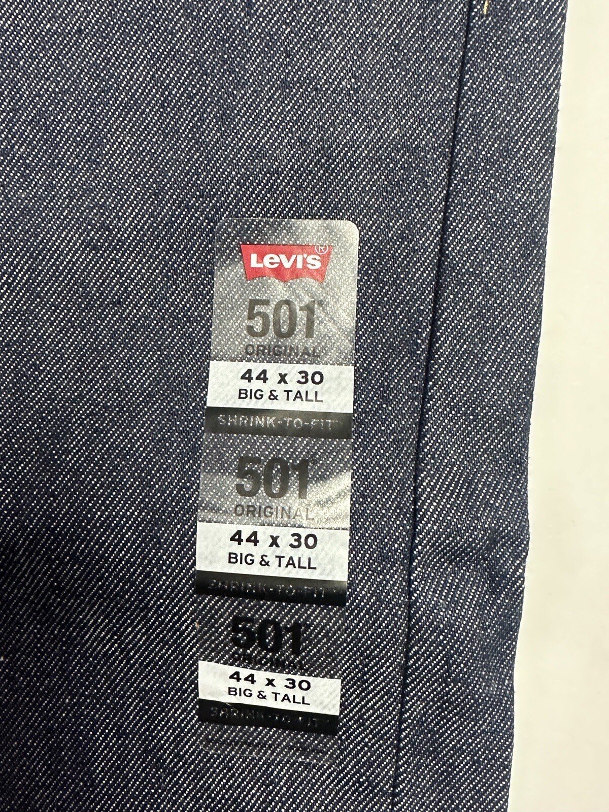 New Levi’s Men’s 501 Shrink-To-Fit Straight Jeans Rigid Blue Big & Tall 44 x 30