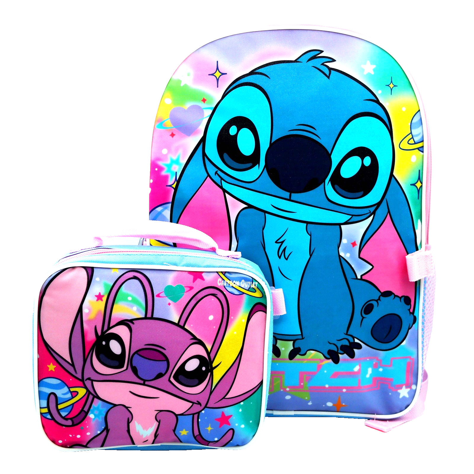 Disney Lilo & Stitch Angel w/Lunch Bag Backpack Set 16″ School Book Bag New