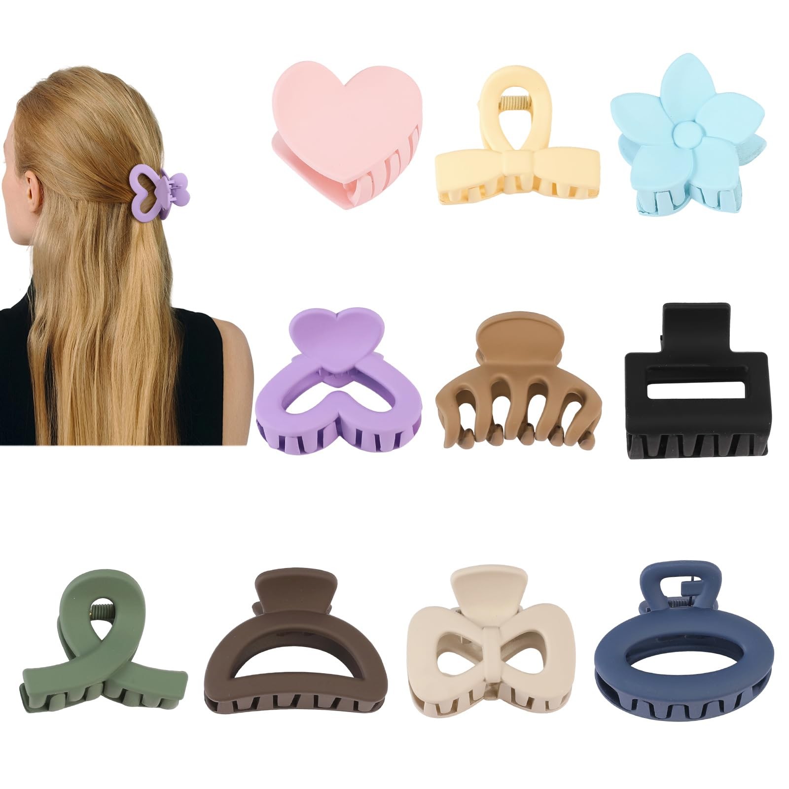 10 Pack Mini Hair Clips 1.5 Inch 5 Count (Pack of 2), yellowish-brown，khaki