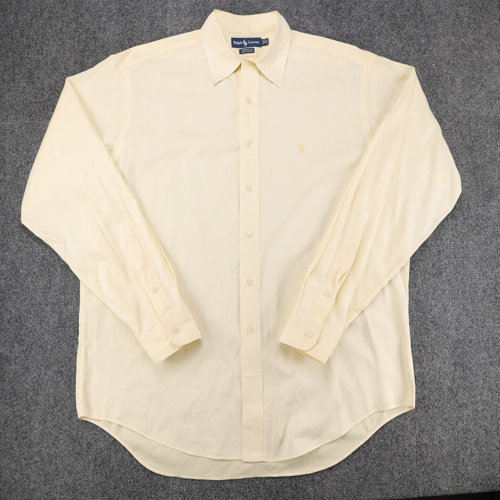 Ralph Lauren Yarmouth Mens 16.5 36/37 Pale Yellow Cotton Button Down Shirt Logo
