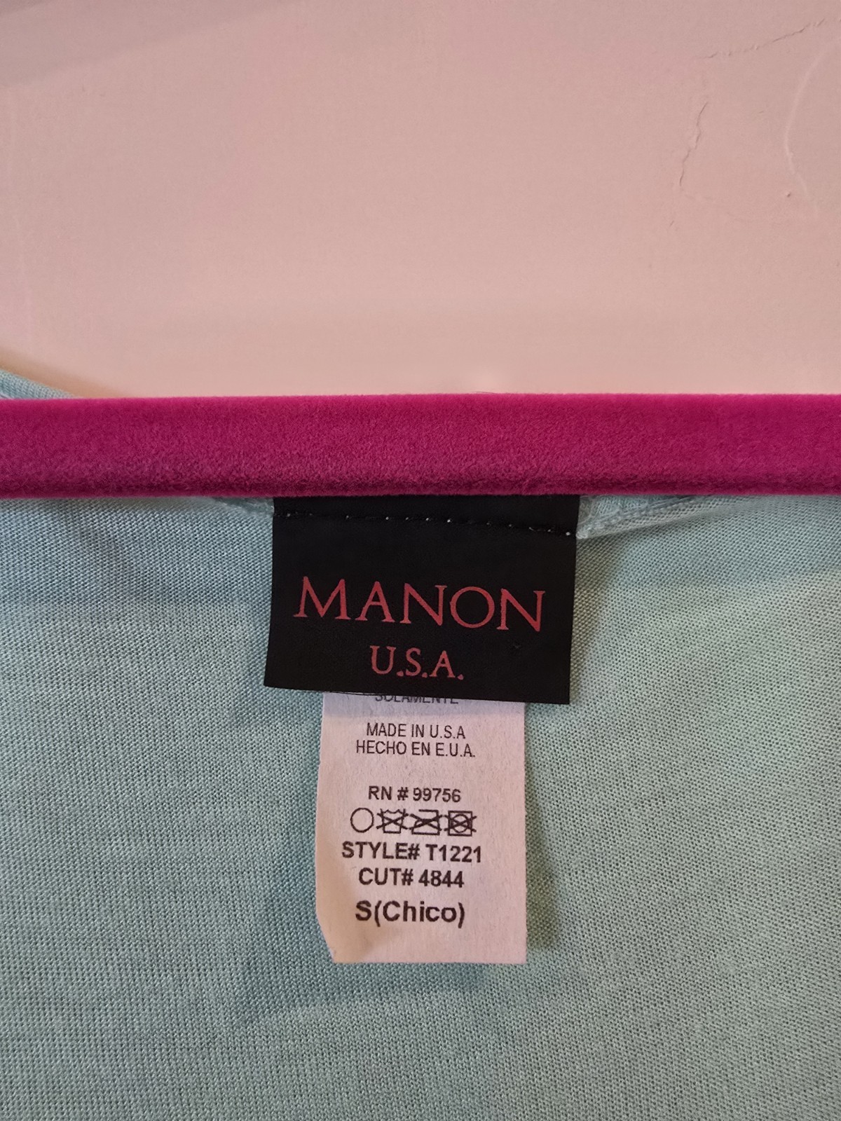 Manon Light Blue Lace Cowl Neck Cap Sleeve Pullover Top Women’s S USA made