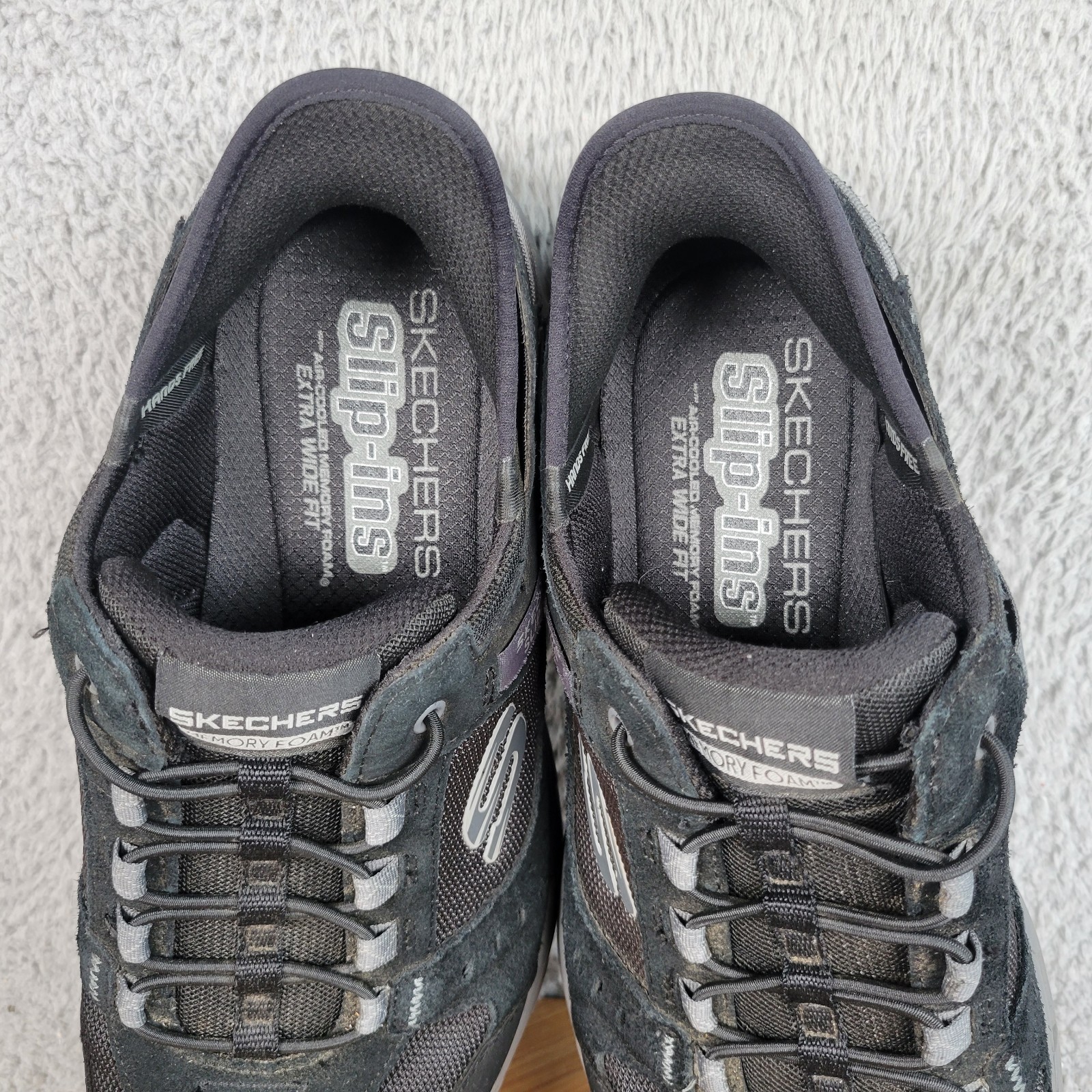 Skechers Hands Free Slip-ins Relaxed Fit: Oak Canyon Black/Charcoal 11 X-Wide