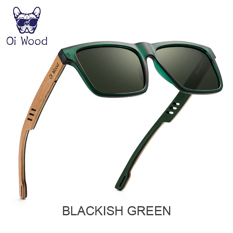 Oi Wood Polarized Square Sunglasses Men UV400 Mirror Sport Driving Glasses