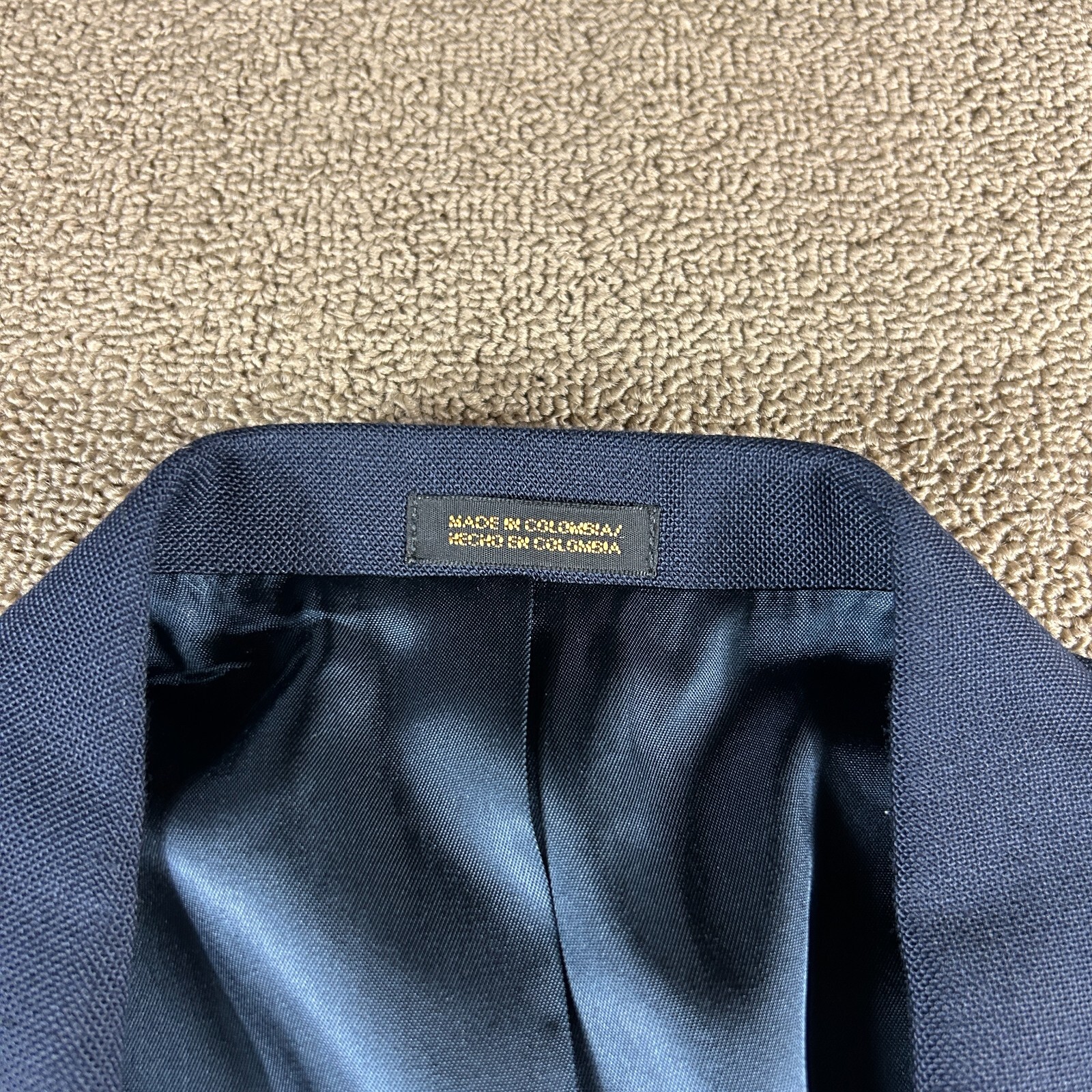 Stafford Worsted Wool Polyester Gold Button Blazer Sport Coat Blue Size 46L