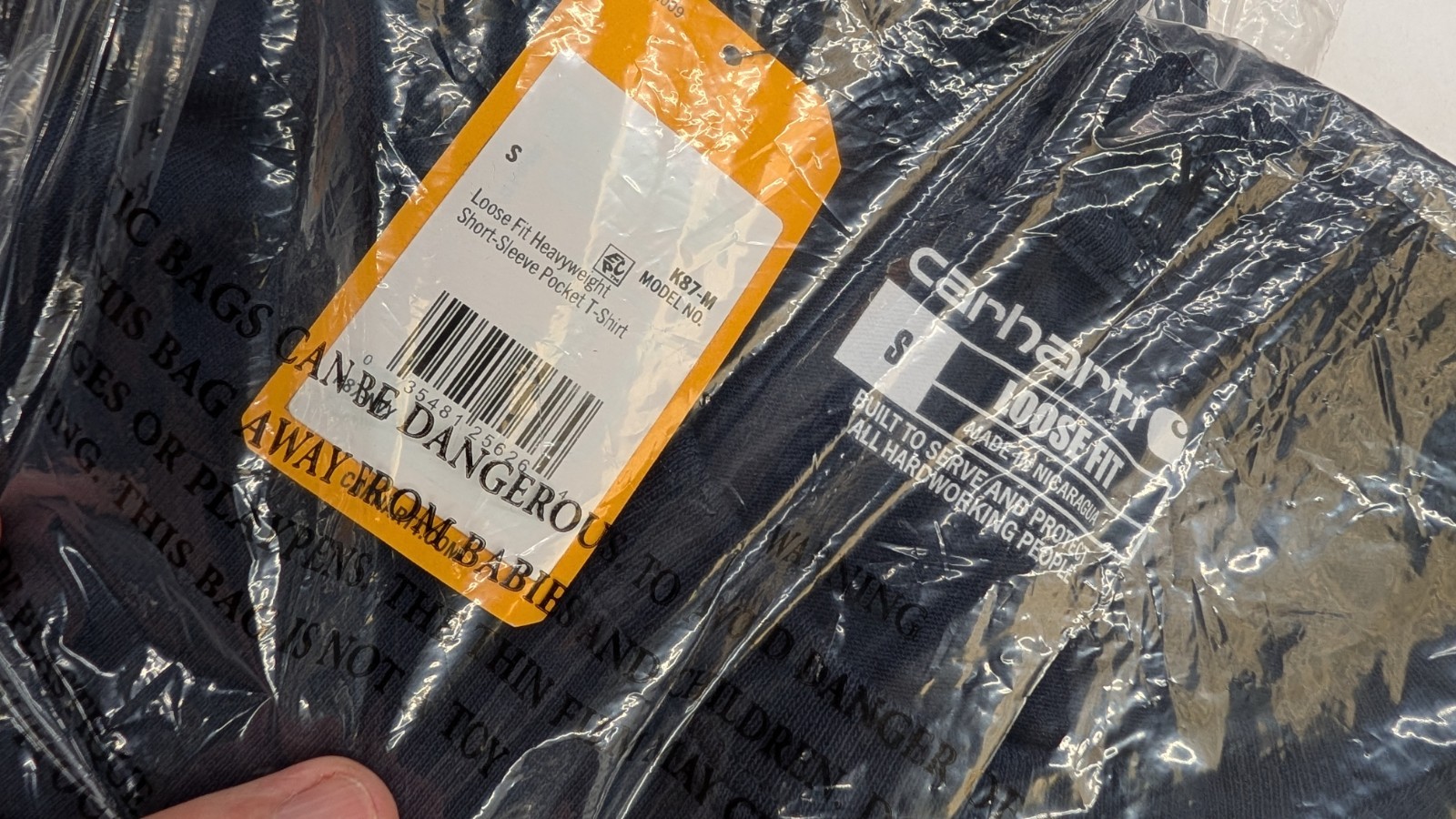 (3). QTY THREE Carhartt Men’s T-Shirt Navy Blue, Original Fit, Pocket, K87 NVY