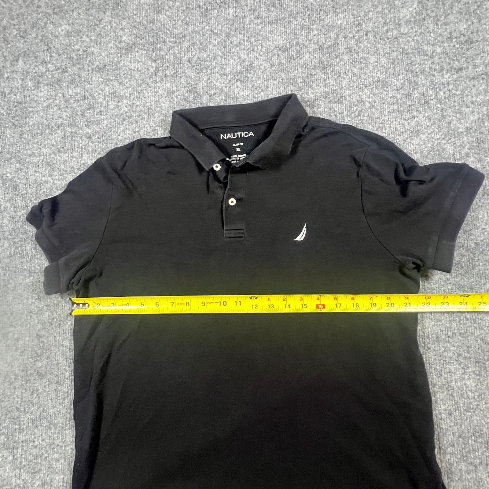 Nautica Slim Fit Polo Shirt Men XL Black Cotton Moisture Wicking Athleisure Golf