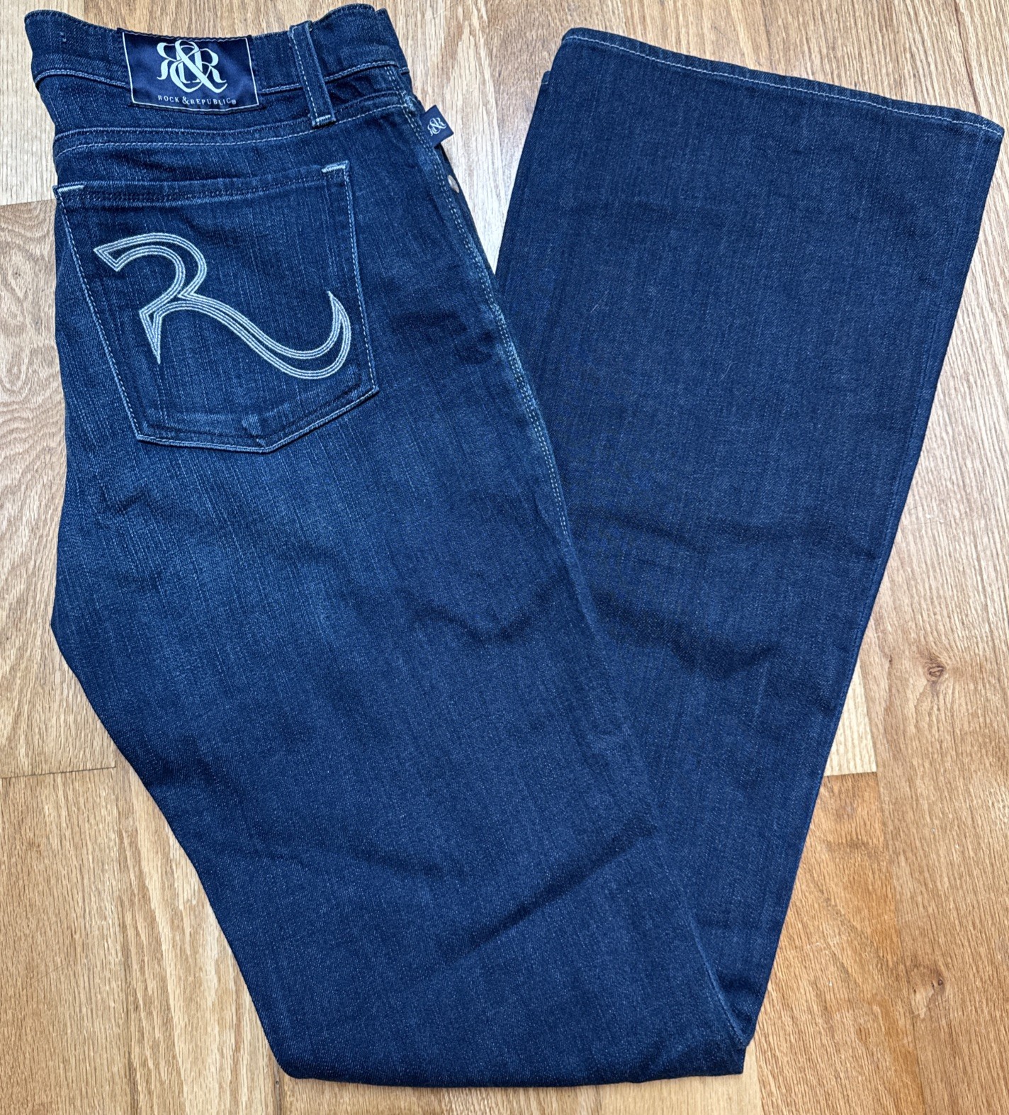 ROCK & REPUBLIC MEN’S JEANS BLUE SIZE 32W 36L DARK WASH EUC