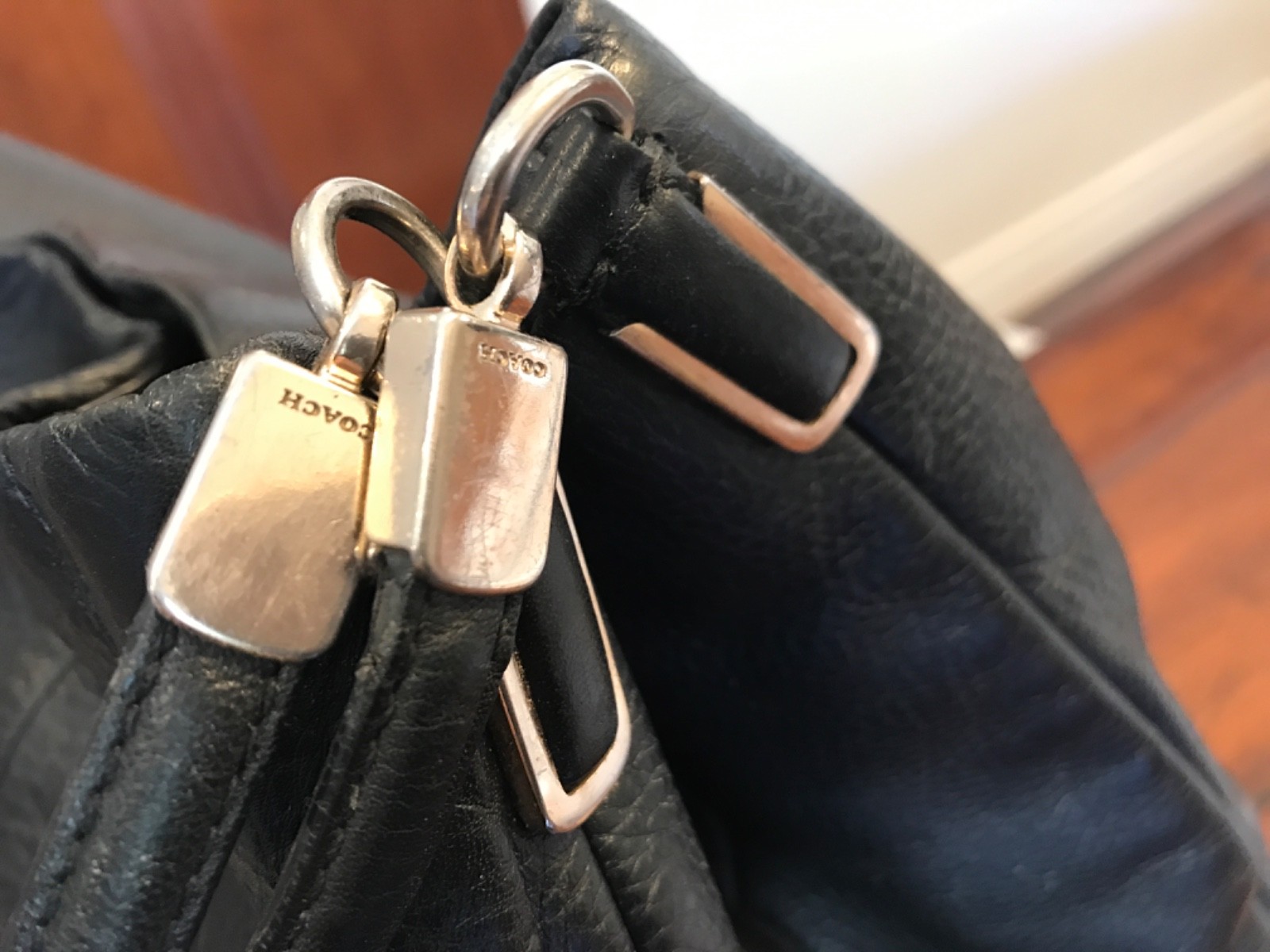 Coach Madison Phoebe Black Pebbled Leather Hobo Satchel Handbag