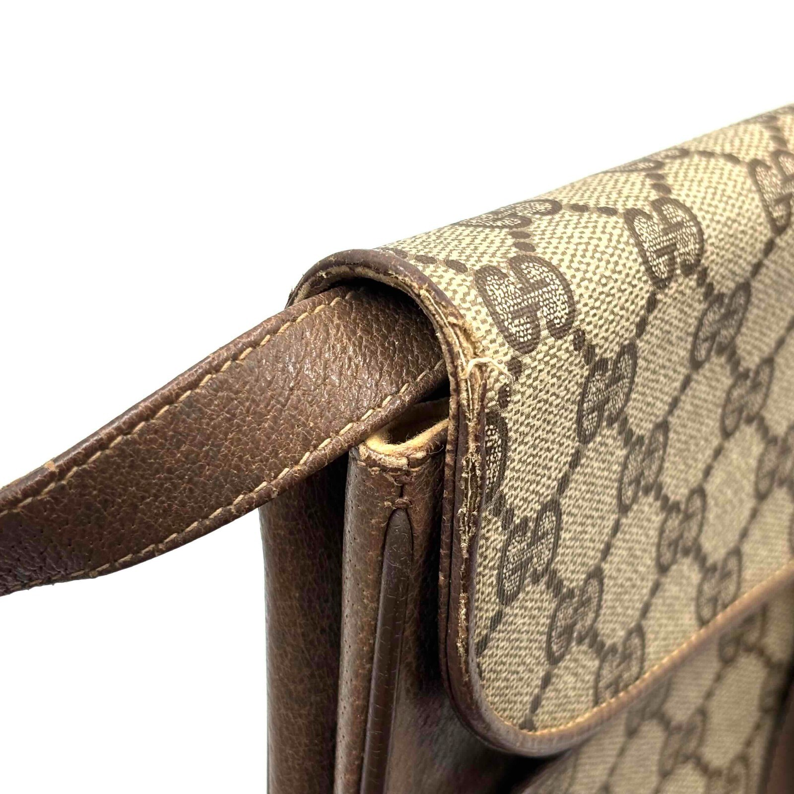 Vintage gucci Shoulder Bag Clutch Bag Purse GG PVC Leather Brown Authentic