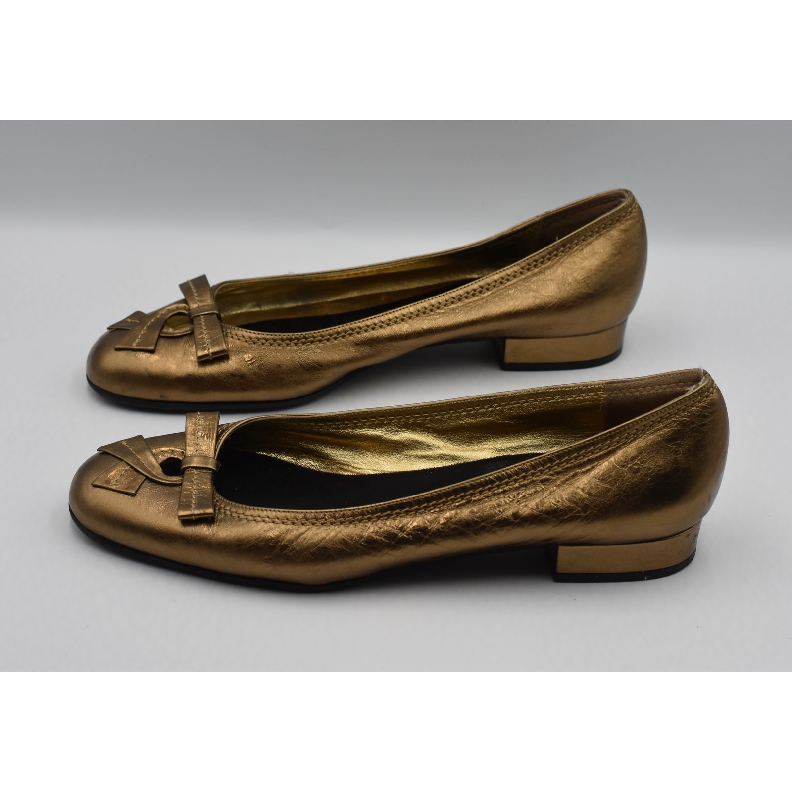 Claudia Ciuti Bronze Metallic Leather Loafer Flats, Size 9.5