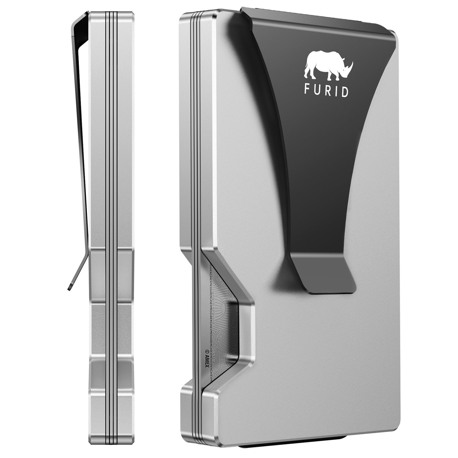 Minimalist Card Wallet for Men Slim: Rfid Metal Standard, Aluminum Silver