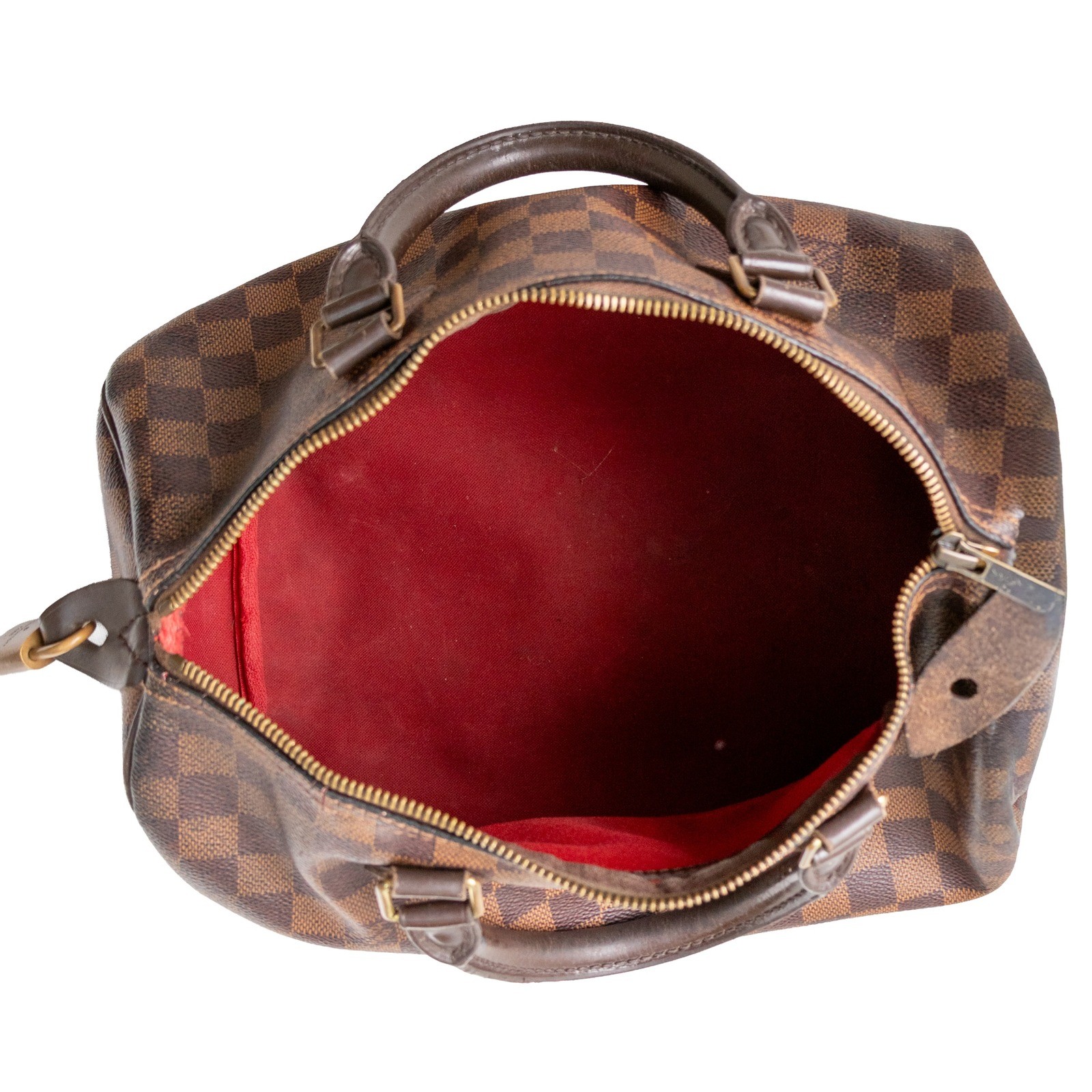 Authentic Louis Vuitton Speedy 30 Damier Ebene Canvas Handbag Brown SD3171