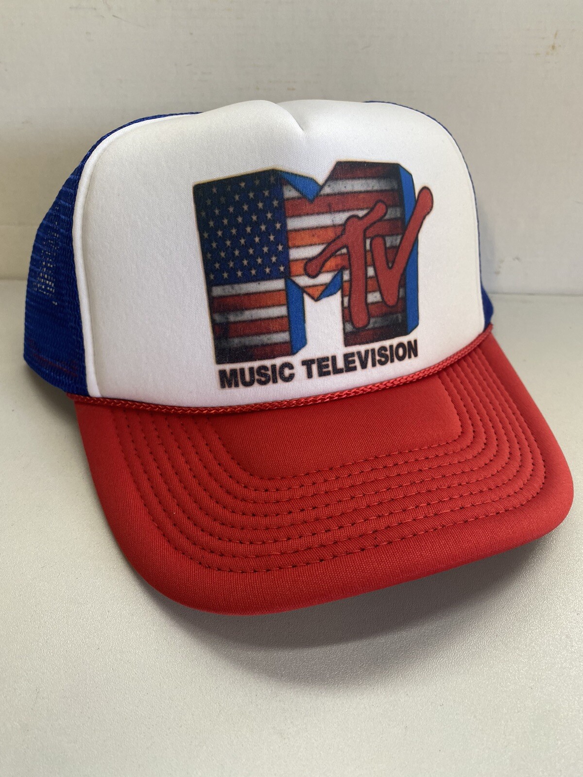 Vintage MTV Trucker Hat 4th Of July Hat snapback Unworn Red White Blue Cap New