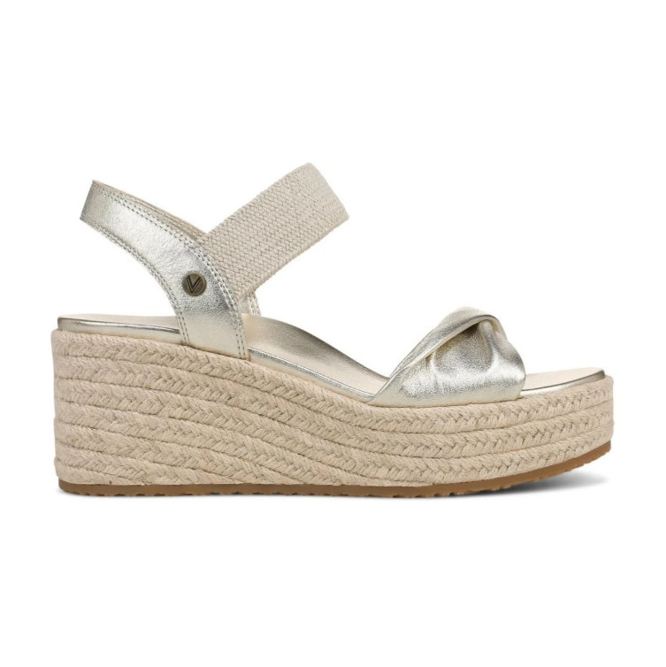 Vionic’s Darla Espadrille Wedge Sandal, Gold Leather