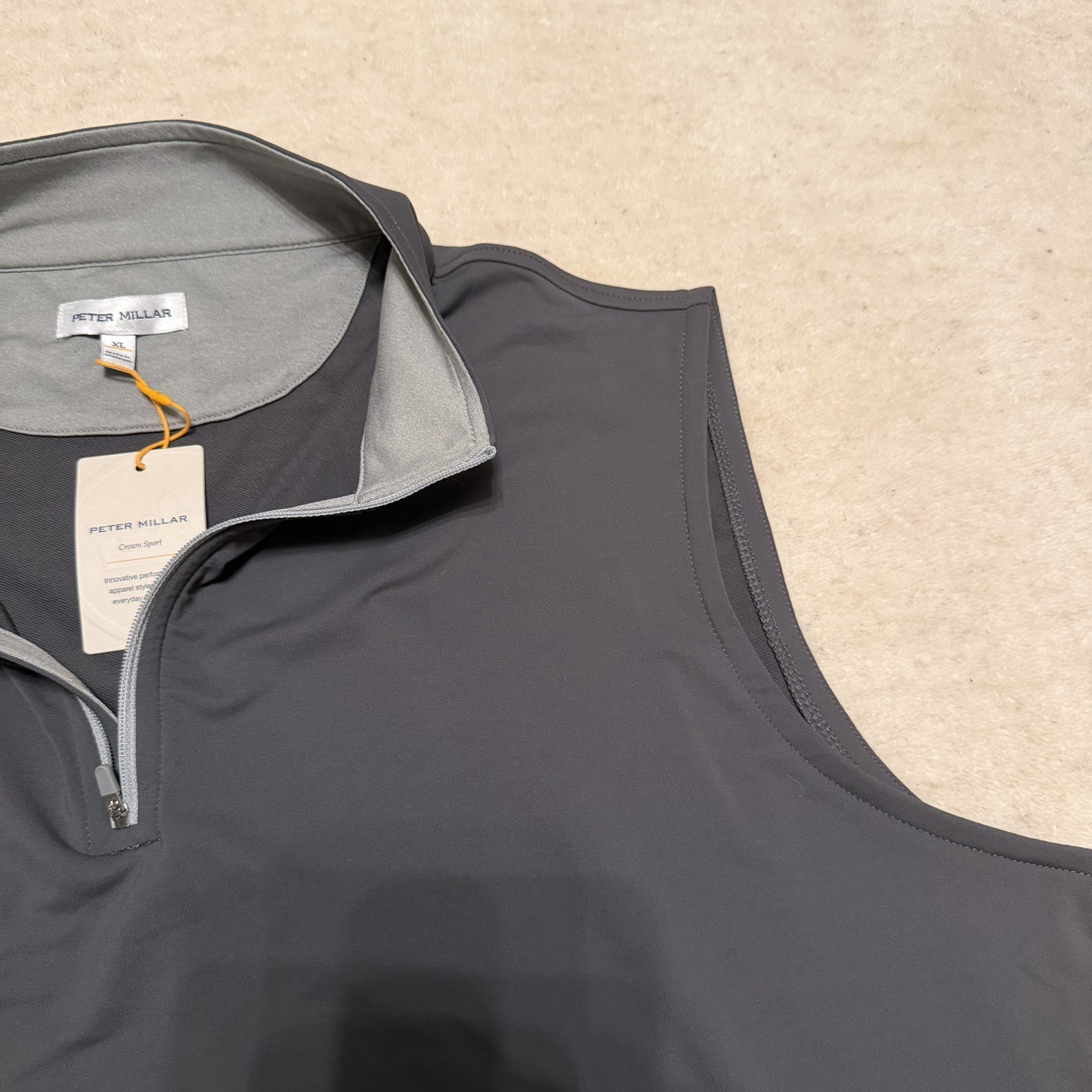 Peter Millar Crown Sport Galway Quarter Zip Vest Mens XL Iron/Gray NWT Golf