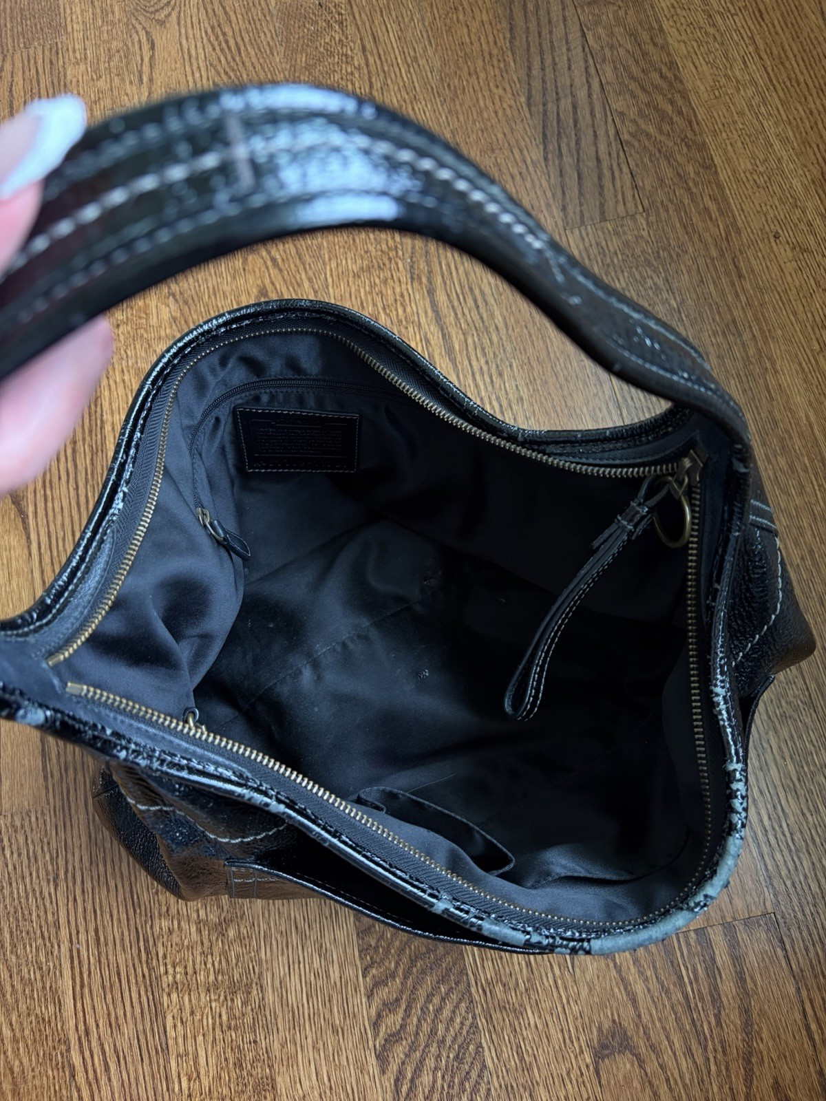 Coach Ergo Patent Leather Hobo Shoulder Bag Black Turnlock 11009 Vintage 2007