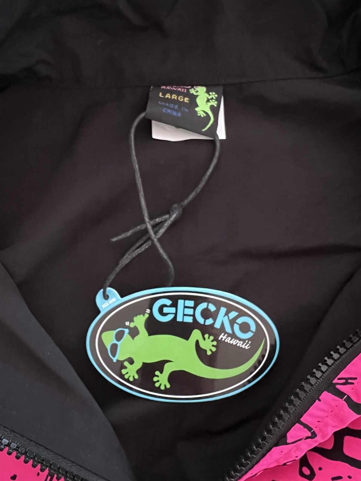 Gecko Hawaii Full Zip Windbreaker Jacket Womens Large Pink Purple NEW