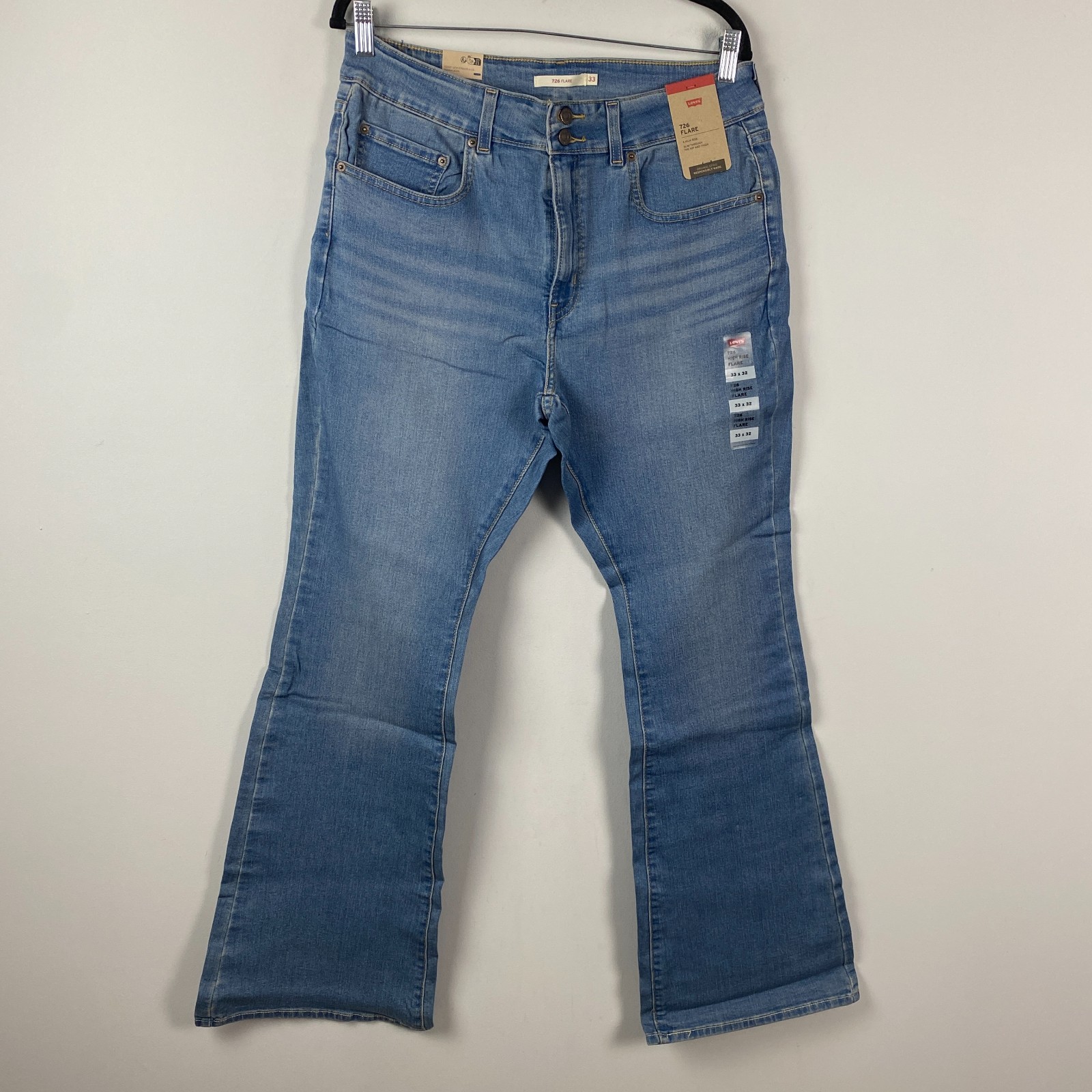 Levi’s 726 Flare Jeans High Rise Womens 33 x 32 Stretch Medium Wash