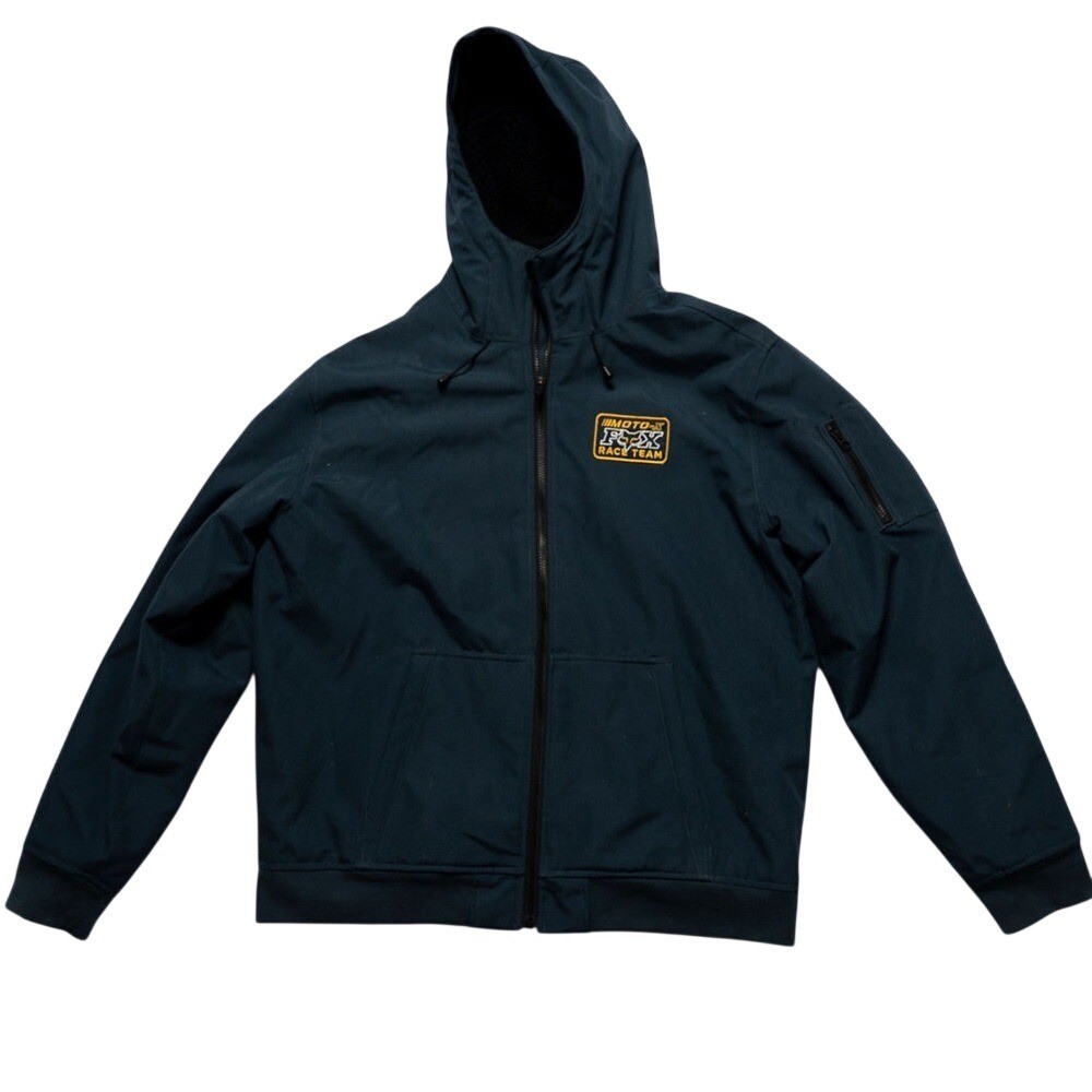 Fox Racing Moto-X Navy Machinists Bomber Coat Hood Men’s XXL, Quilted Lining EUC